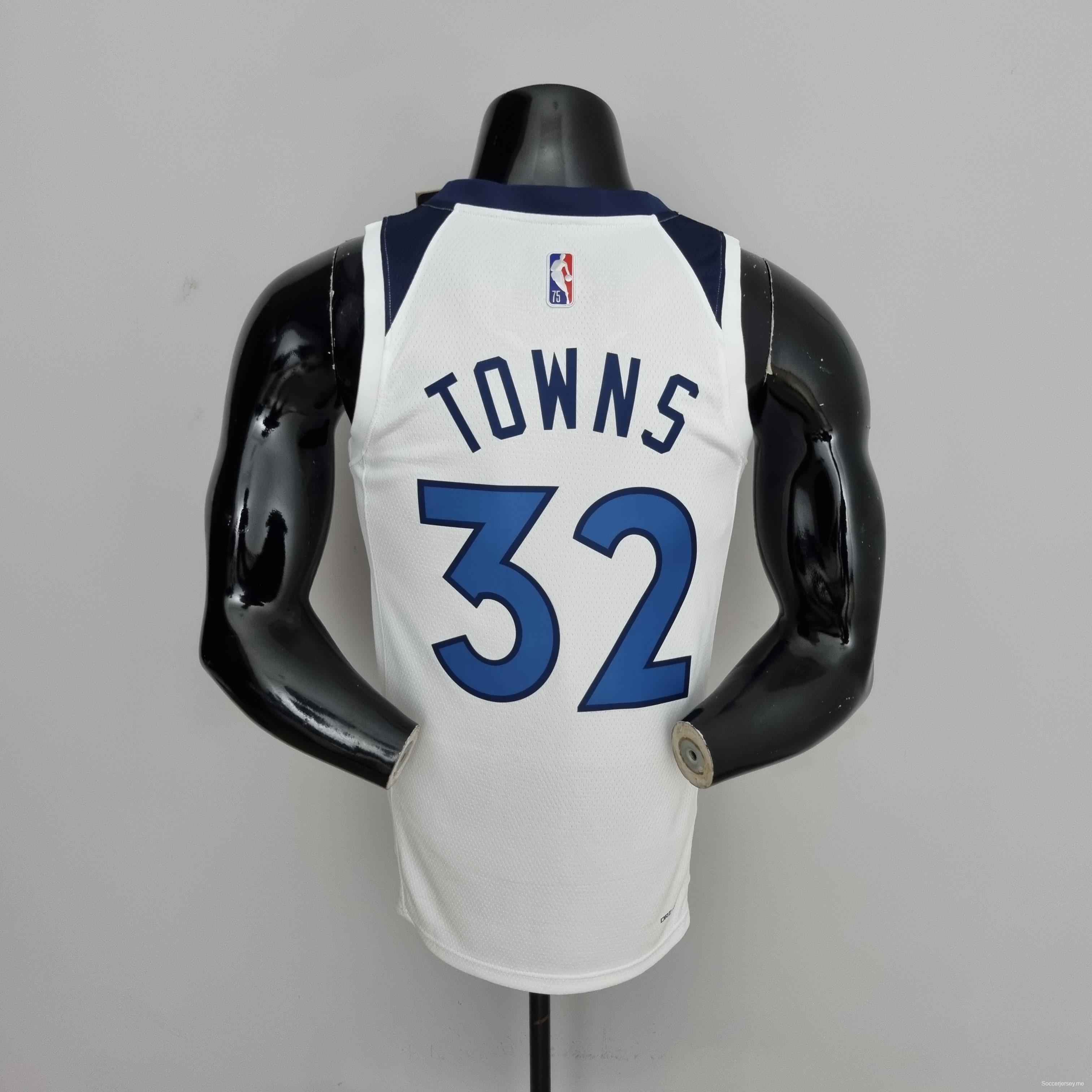 75th Anniversary Minnesota Timberwolves TOWNS#32 Royal White NBA Jersey