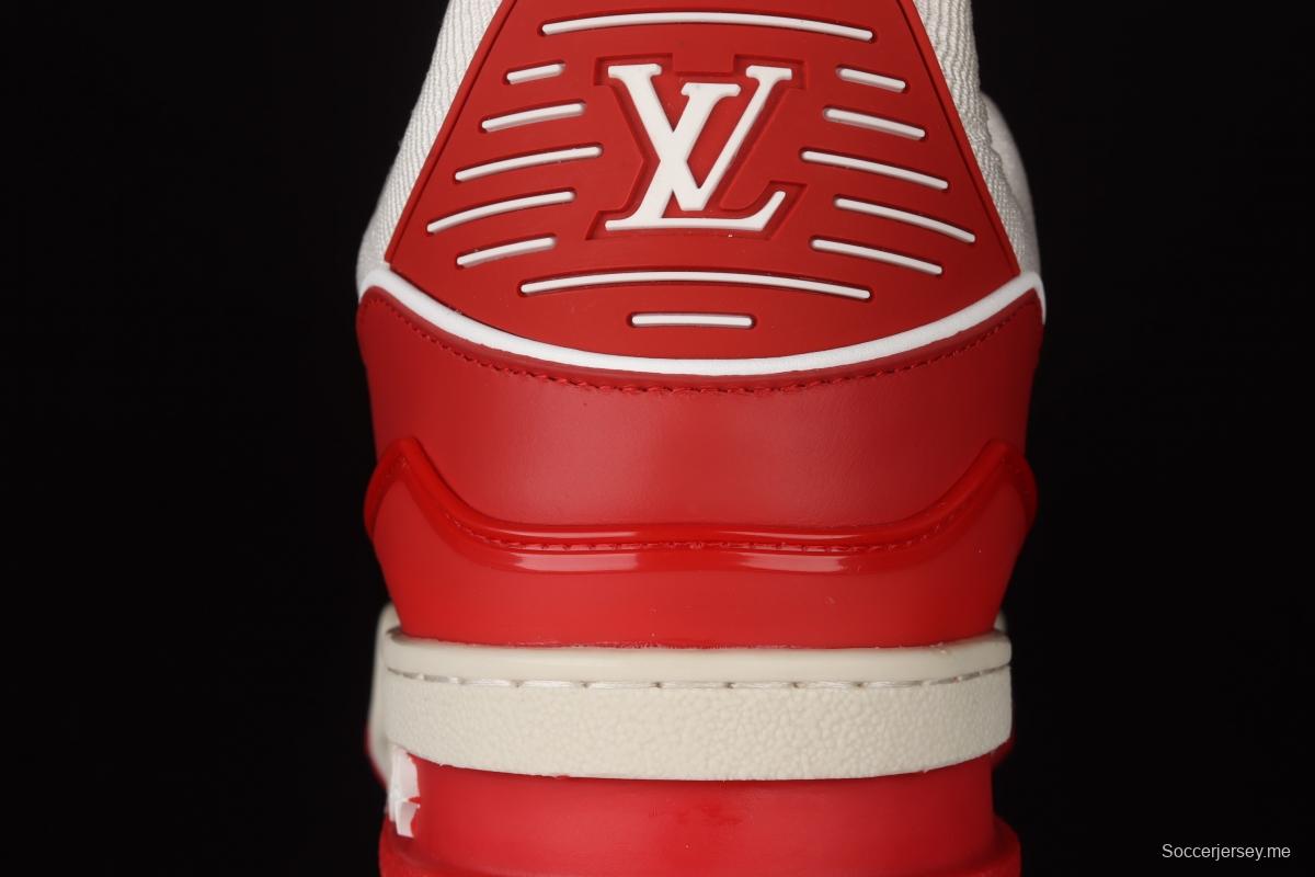 Authentic LV 2021ss early spring fashion catwalk sneakers 410N RED WHITE