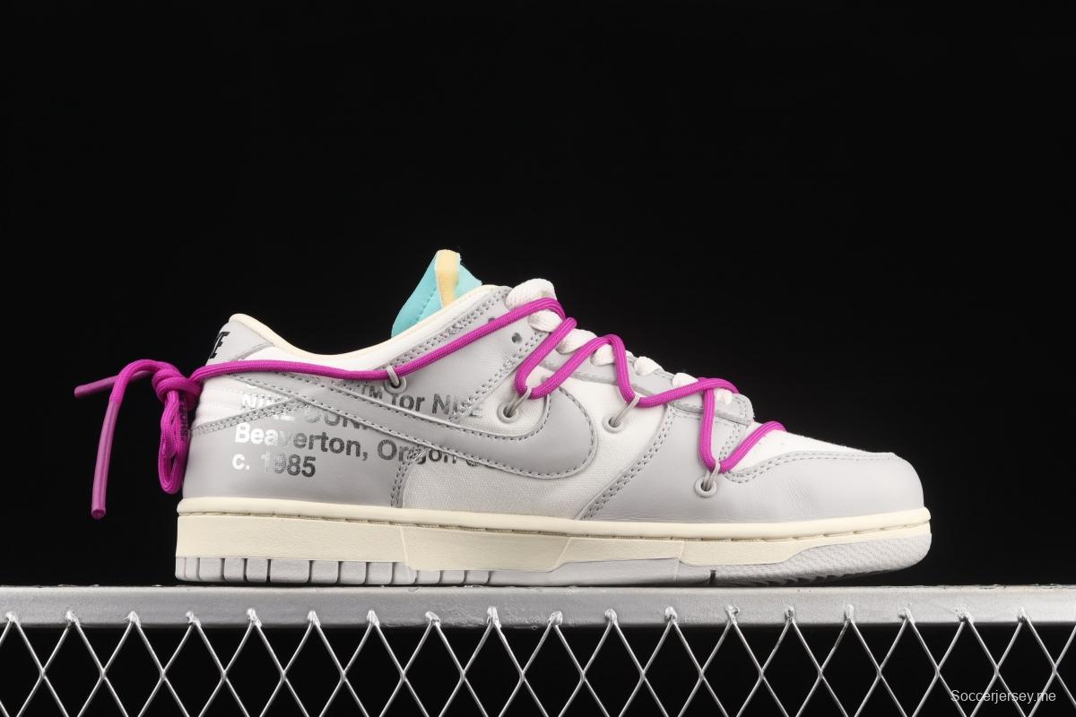 OFF-White x NIKE DUNK Low OW white gray leisure sports skateboard shoes DM1602-100