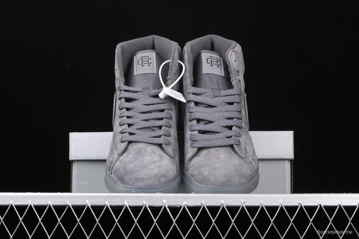 Reigning Champ x NIKE Blazer Mid Retro defending champion joint top suede 3M reflective high upper shoes 371761-900