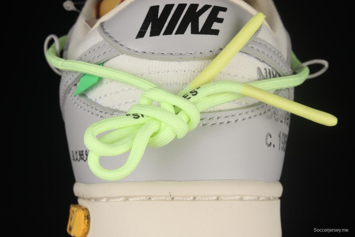 OFF-White x NIKE DUNK Low OW white gray leisure sports skateboard shoes DM1602-128,