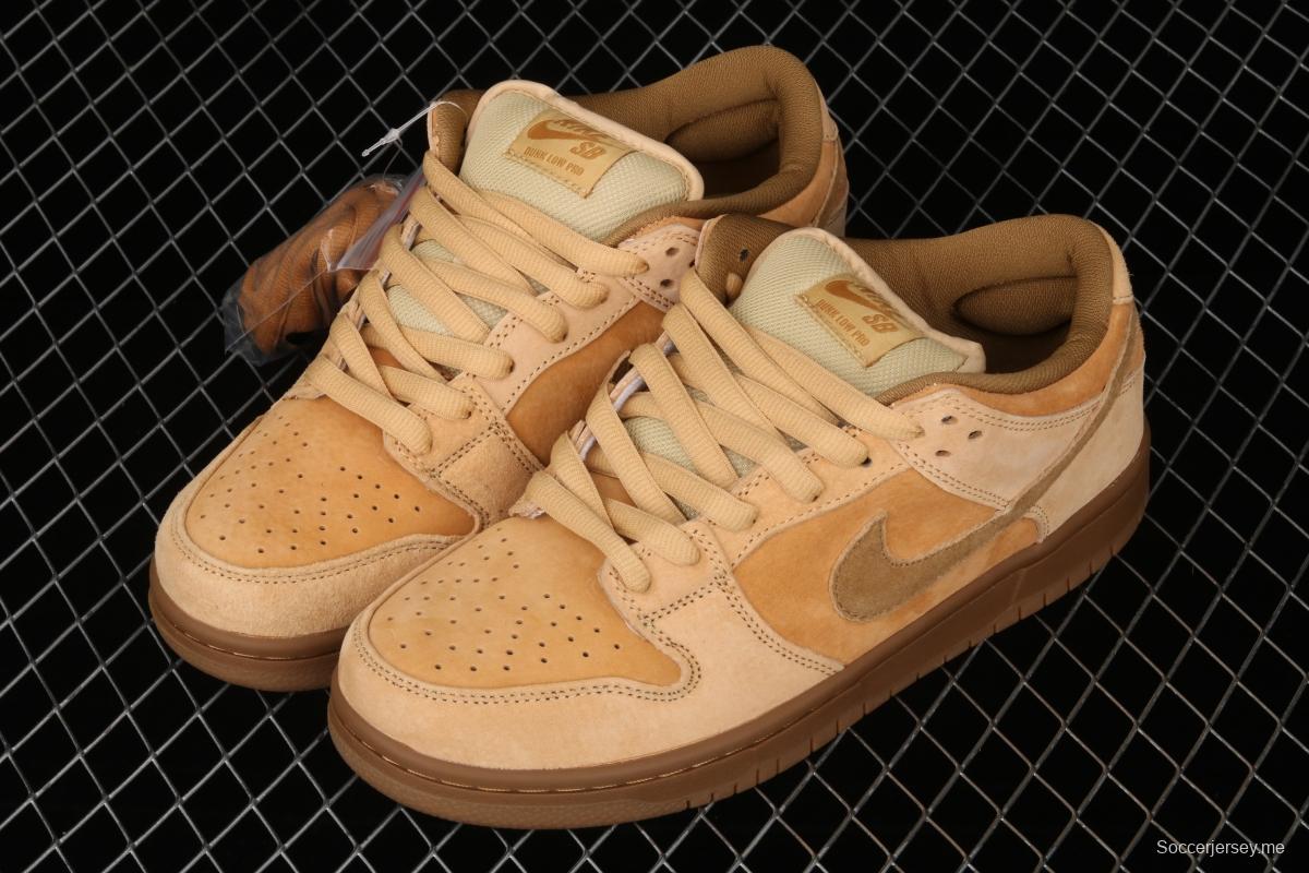 NIKE SB DUNK Low Pro wheat color deciduous yellow low-top sports skateboard shoes 883232-700