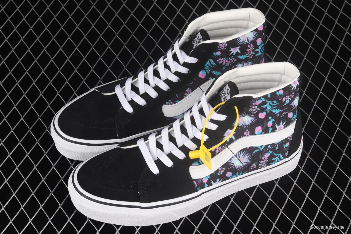 Vans Sk8-Hi New Color Flower printed High-top Leisure Board shoes VN0A32QG3VD