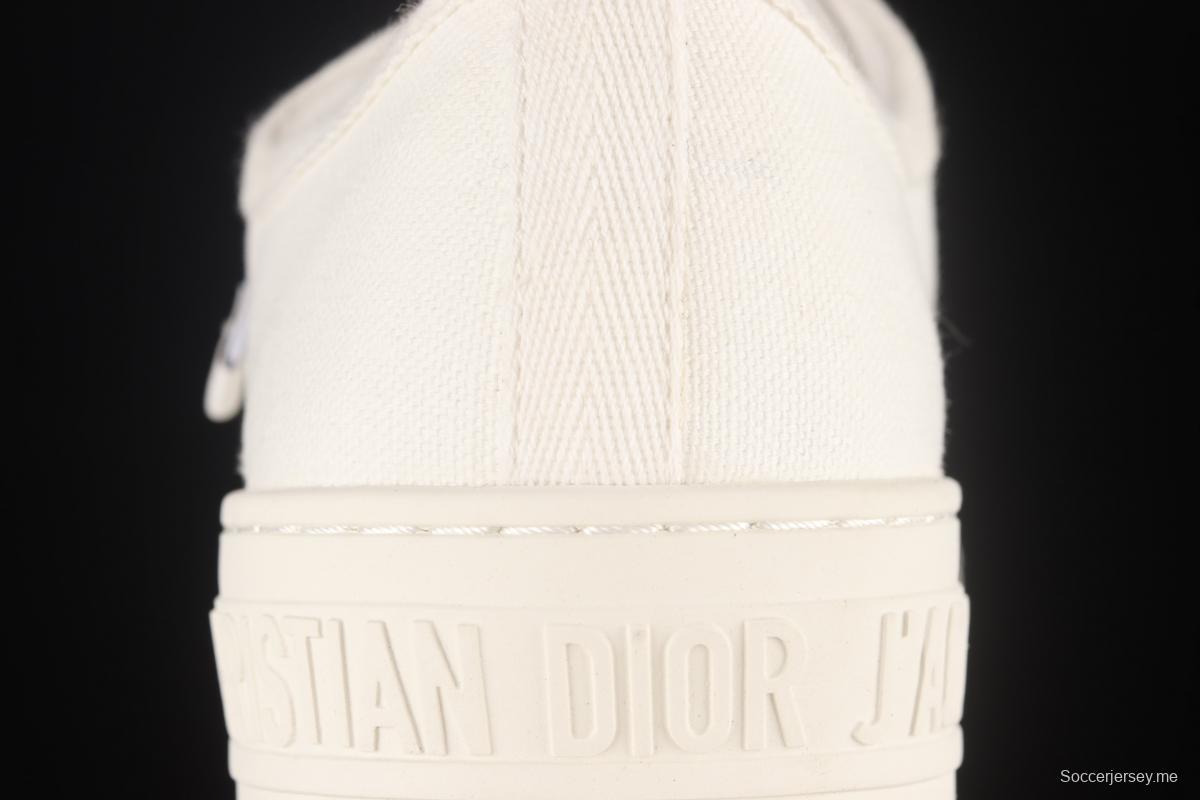 Dior Walk'n Dior 21s embroidery series 3D canvas low upper shoes KCH369STCS900White