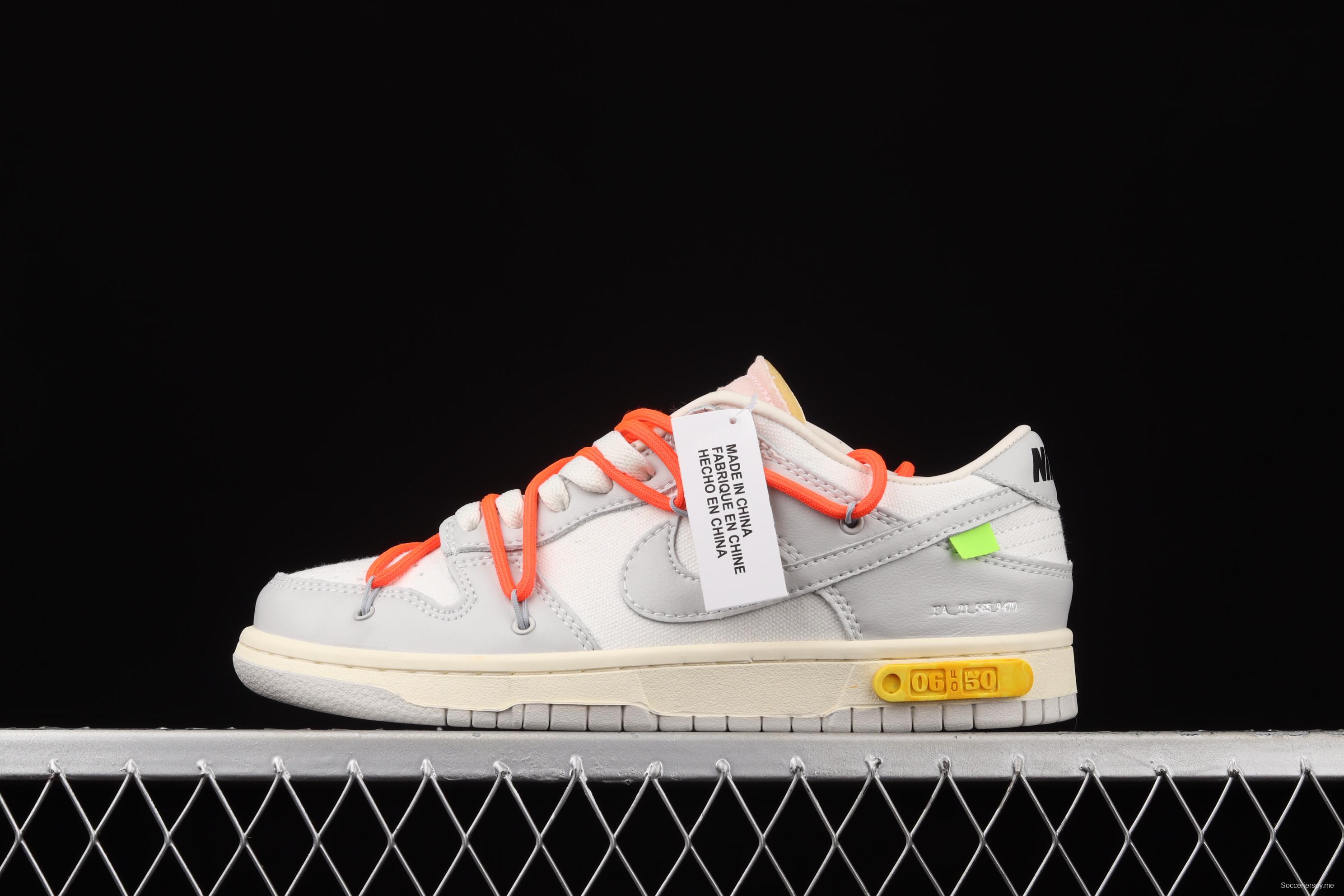 OFF-White x NIKE DUNK Low 04 of 50 OW grey leisure sports skateboard shoes DM1602-110,