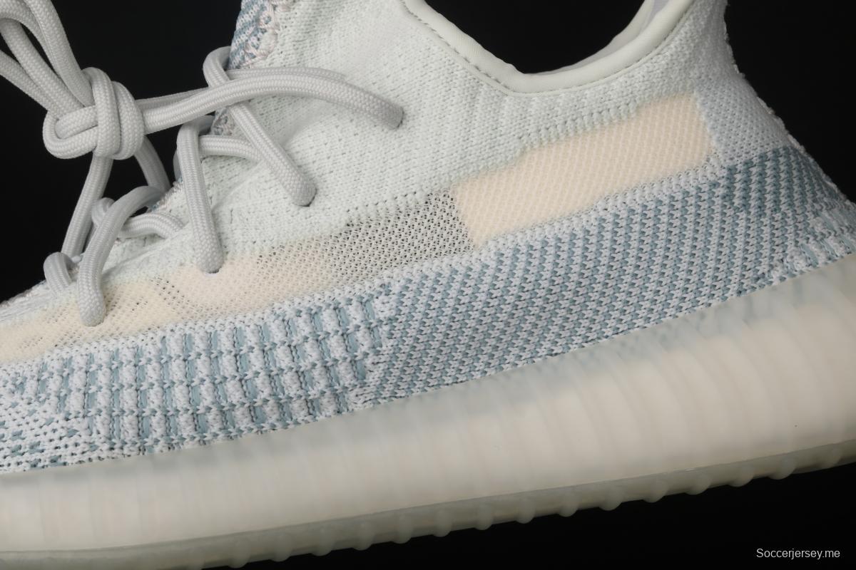 Adidas Yeezy 350 V2 Boost Basf FW3043 Darth Coconut 350 second generation hollowed-out silk ice blue color BASF Boost original