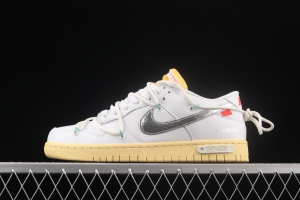 OFF-White x NIKE DUNK Low OW white and gray leisure sports skateboard shoes DM1602-127,