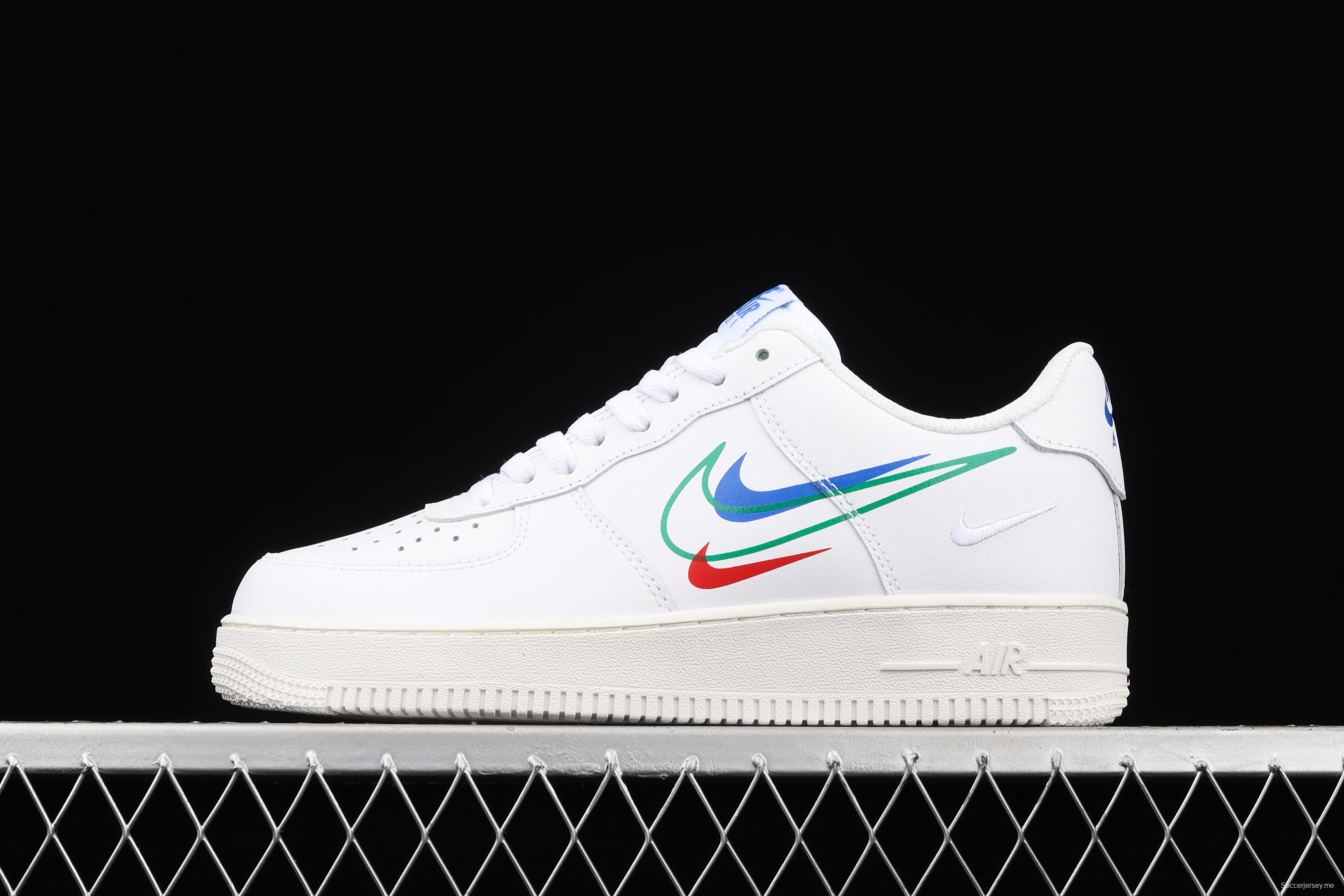 NIKE Air Force 1 Low Multi Swoosh all-white colorful low-top casual board shoes DM9096-101