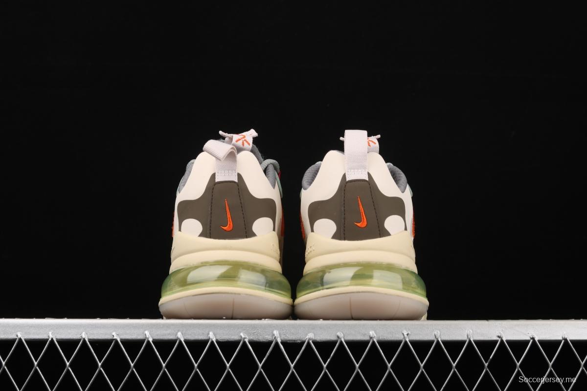 Travis Scott x NIKE Air Max 270React joint style light cream barb white blue orange air cushion running shoes CV2414-200