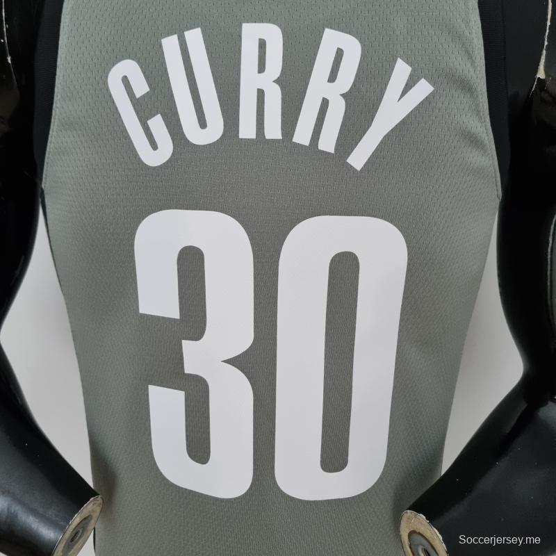 قميص دوري كرة السلة الأمريكي للمحترفين رقم 75th Anniversaryth Curry #30 إصدار مدينة بروكلين نتس باللون الرمادي
