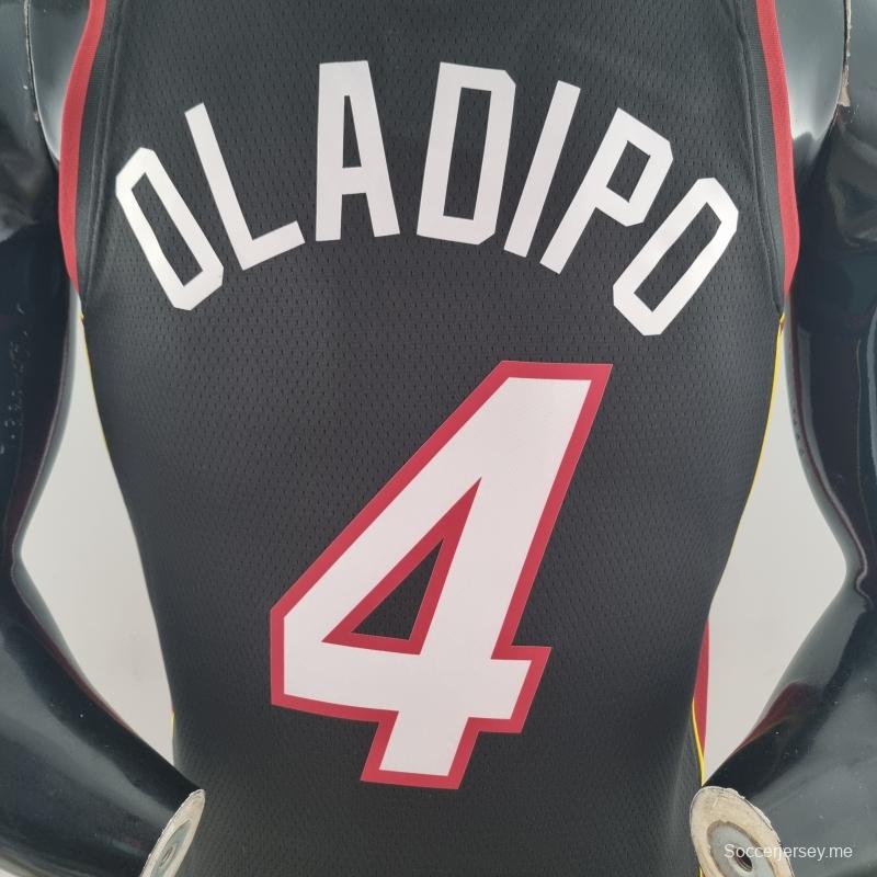 الذكرى السنوية 75 لميامي هيت ميامي هيت OLADIPO#4 قميص دوري كرة السلة الأمريكي للمحترفين أسود

