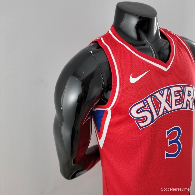 قميص الصاعد فيلادلفيا 76ers ايفرسون رقم 3 الأحمر في الدوري الاميركي للمحترفين
