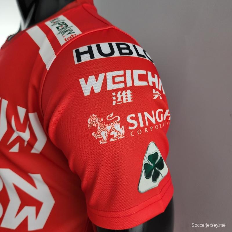 2022 قمصان فيراري F1 F1 فيراري باللون الأحمر الراعي الكامل #0007
