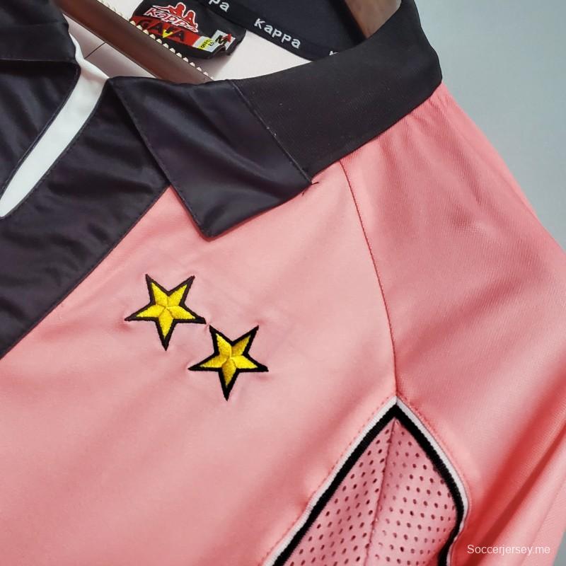 قميص بأكمام طويلة ريترو 97/98 يوفنتوس ذهاباً وإياباً وردي اللون
