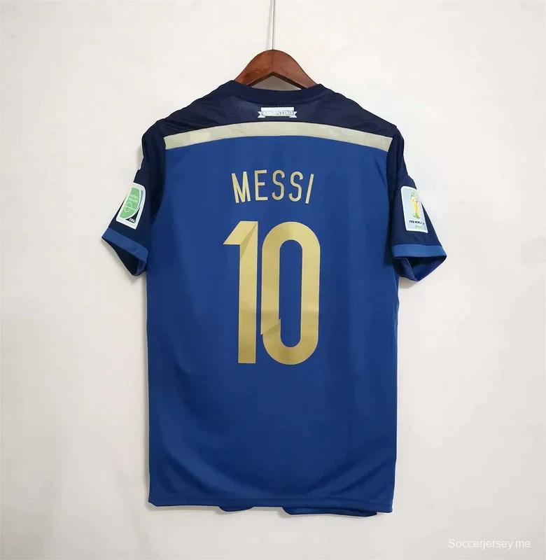 قميص ميسي الأرجنتين 2014 ريترو 2014 مع رقعة كأس العالم
