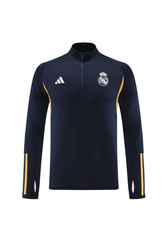 23/24 ريال مدريد 23/24 جاكيت + بنطلون بنصف سحاب أزرق داكن اللون الكحلي
