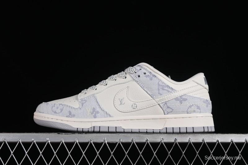 Nike SB Dunk Low LV Collaboration - Tie-Dye Denim Glow in the Dark Anniversary Custom Low-Top Casual Sneakers - FC1688-192