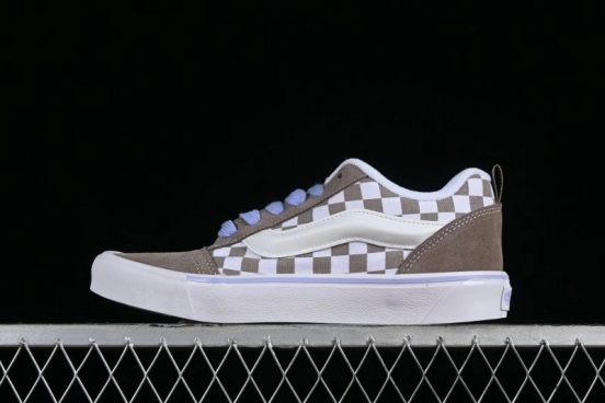 Vans Classics Knu Skool Retro Chunky Sneakers in Light Brown/Lilac Checkerboard - VN0009QC0AK