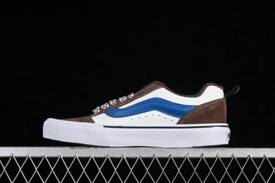 Vans Classics Knu Skool White Blue Brown Colorblock Chunky Tongue Skate Shoes - VN0009QCDMV