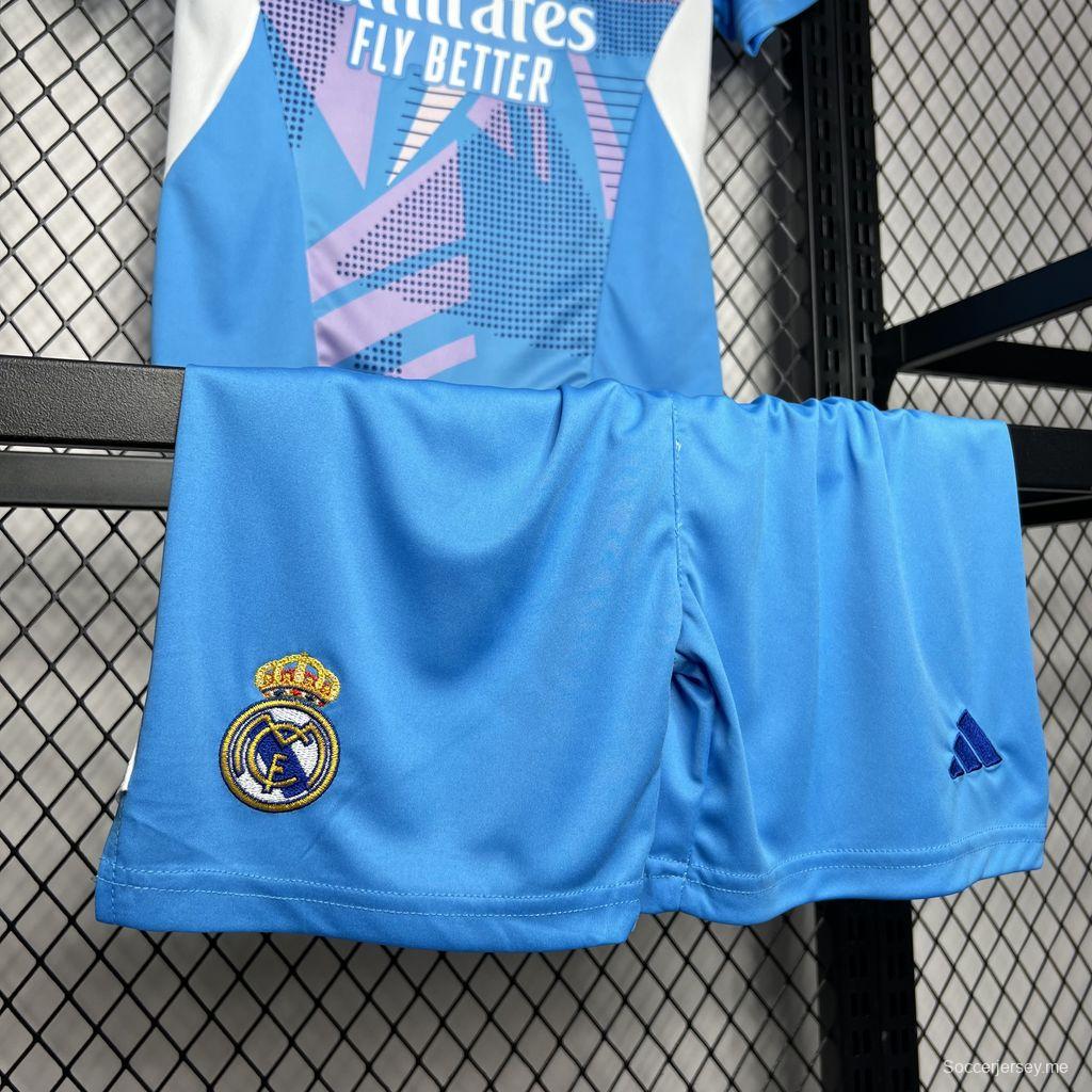 24/25 قميص أزرق لحارس مرمى ريال مدريد للأطفال
