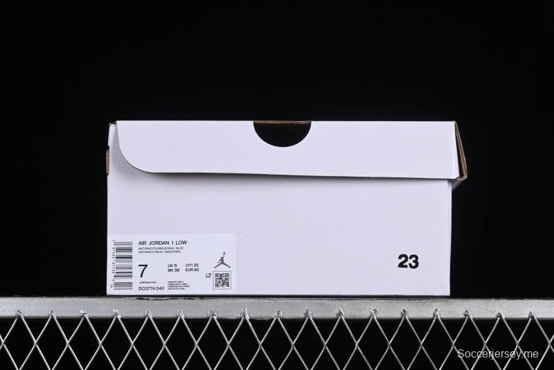 Nike Air Jordan 1 Low AJ1 Black Grey Blue Swoosh Low-Top Lifestyle Basketball Shoes - DC0774-040