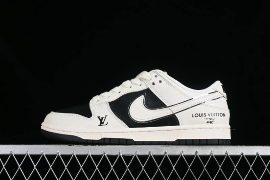 Nike SB Dunk Low LV Collaboration - Elegant Black White Night Light Anniversary High-End Custom Low-Top Casual Sneakers BB8766-208