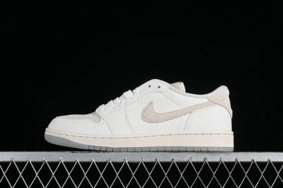 Nike CP3 x Air Jordan 1 Low AJ1 Floral Embossed White Casual Sneakers - FZ0455-200