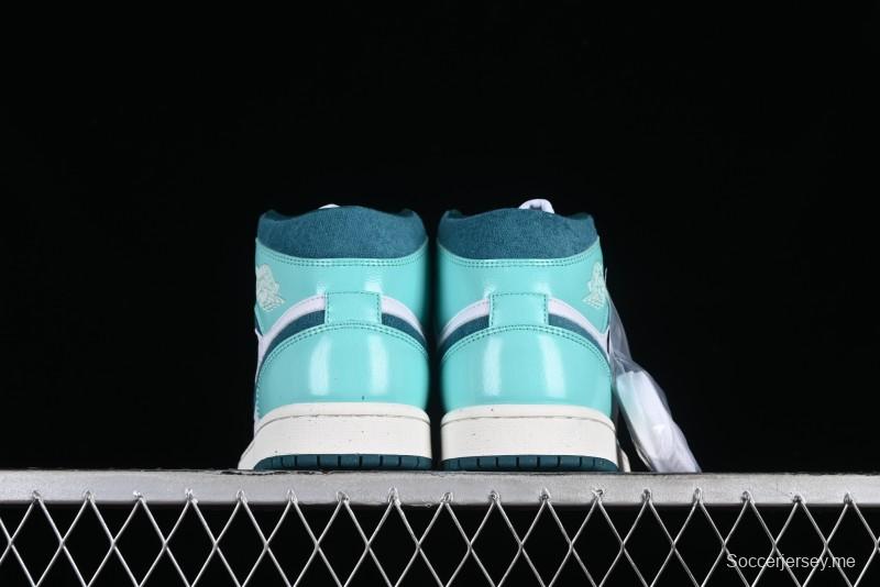 Nike Air Jordan 1 Mid "Bleached Turquoise" Casual Sneakers - DZ3745-300