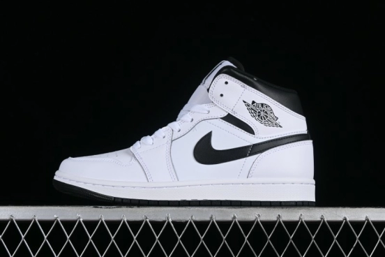 Nike Air Jordan 1 Mid AJ1 White Black Mid-Top Casual Sneakers - DQ8426-132
