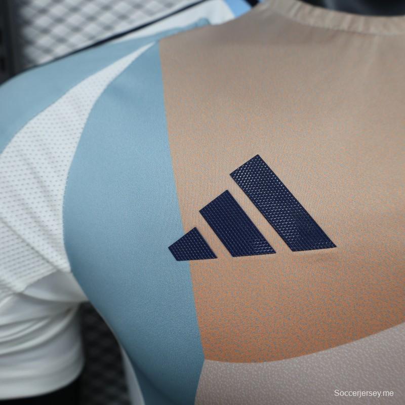 إصدار اللاعب 2025 قميص إسبانيا قبل المباراة أبيض بنقوش هندسية قبل المباراة 2025