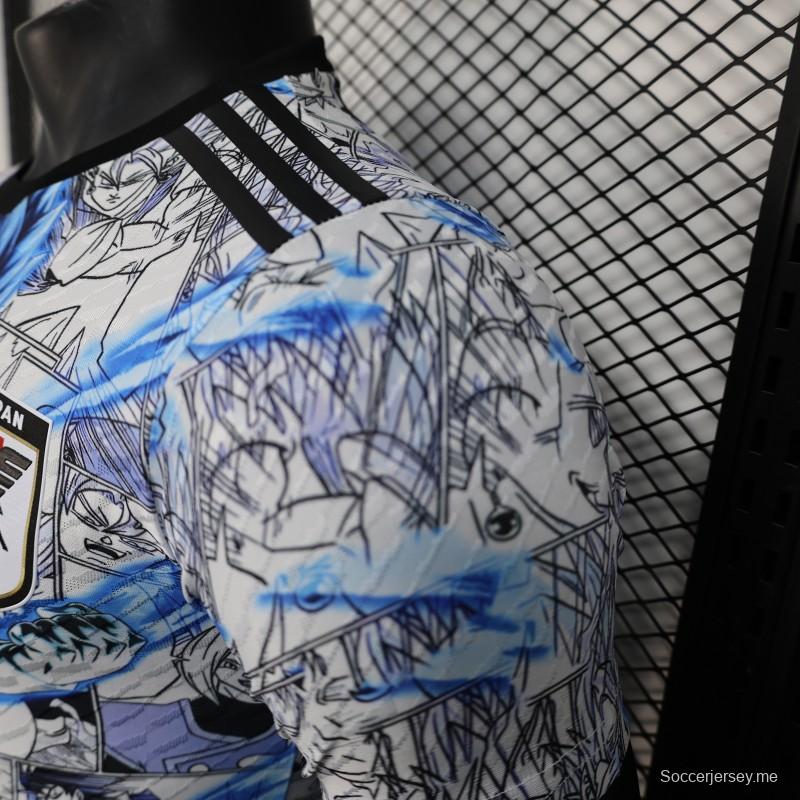 إصدار اللاعب 2025 قميص أبيض ياباني بتصميم أنمي دراغون بول زد بتصميم أنيمي 2025