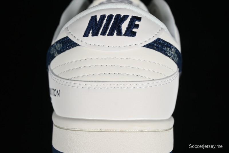 Nike SB Dunk Low LV Collaboration - Dark Blue Denim Anniversary High-End Custom Low-Top Casual Skate Shoes - XP3802-335