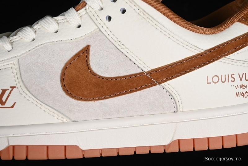 Nike SB Dunk Low LV Collaboration - Chocolate Anniversary High-End Custom Low-Top Casual Skate Shoes - FC1688-133