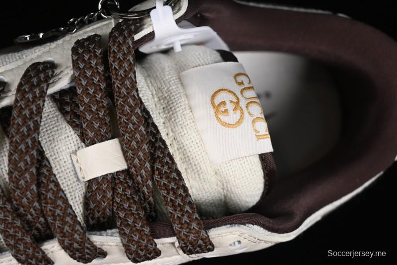 Nike SB Dunk Low Gucci Collaboration - Beige Brown Woven Fabric Anniversary High-End Custom Low-Top Casual Skate Shoes - DQ1098-375