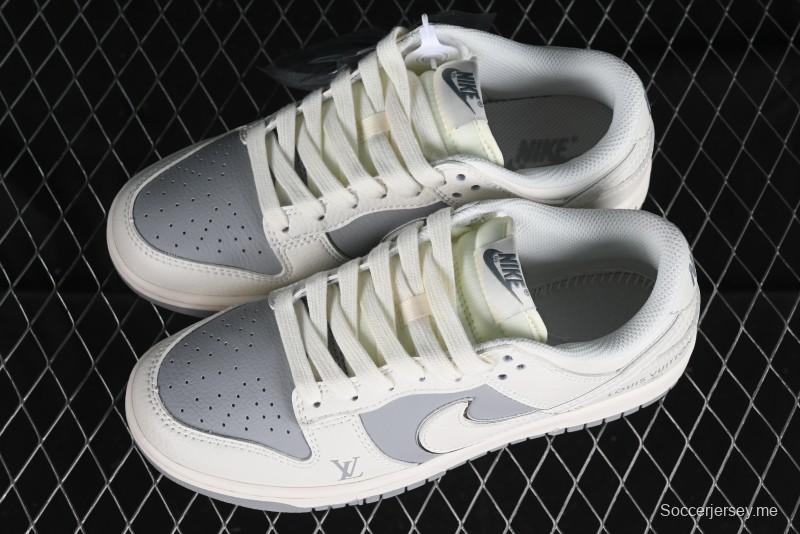 Nike SB Dunk Low LV Collaboration - Beige Silver Gray Anniversary High-End Custom Low-Top Casual Skate Shoes - BB8766-210