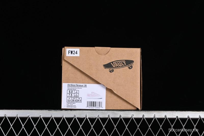 Vans Old Skool Reissue 136 Pink Checkerboard Low Top Retro Canvas Shoes - VN000MT6EBQ