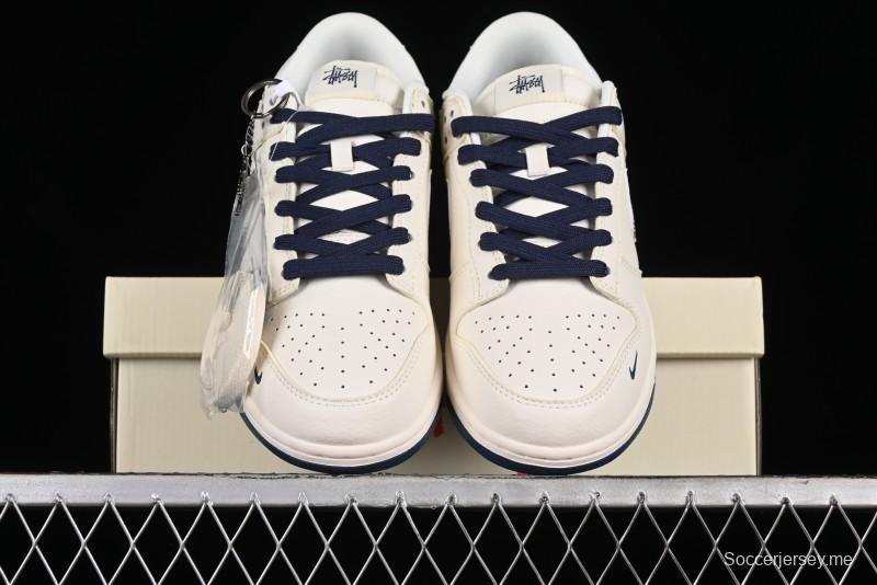 Nike SB Dunk Low Stussy Collaboration - Off White Floral Swoosh Anniversary High-End Custom Low-Top Casual Skate Shoes - XY1688-001