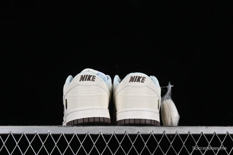 Nike SB Dunk Low BAPE Collaboration Anniversary Edition - White with Brown Swoosh Low-Top Casual Skate Shoes - XD6188-019