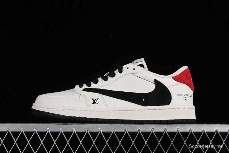 Nike Travis Scott x Fragment Design x Jordan Air Jordan 1 Low OG SP AJ1 LV Beige Black Red Casual Sneakers - LX1988-700