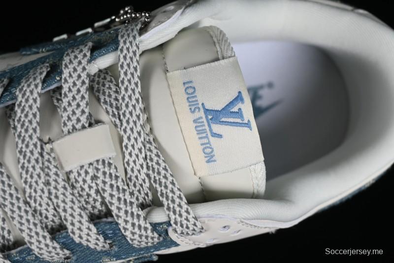 Nike SB Dunk Low LV Collaboration - Light Blue Denim Anniversary High-End Custom Low-Top Casual Skate Shoes - XP3802-336