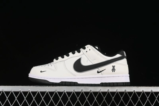 Nike SB Dunk Low Violent Bear Collaboration - Woven Black Swoosh Anniversary Custom Low-Top Casual Skate Shoes - KK1888-005