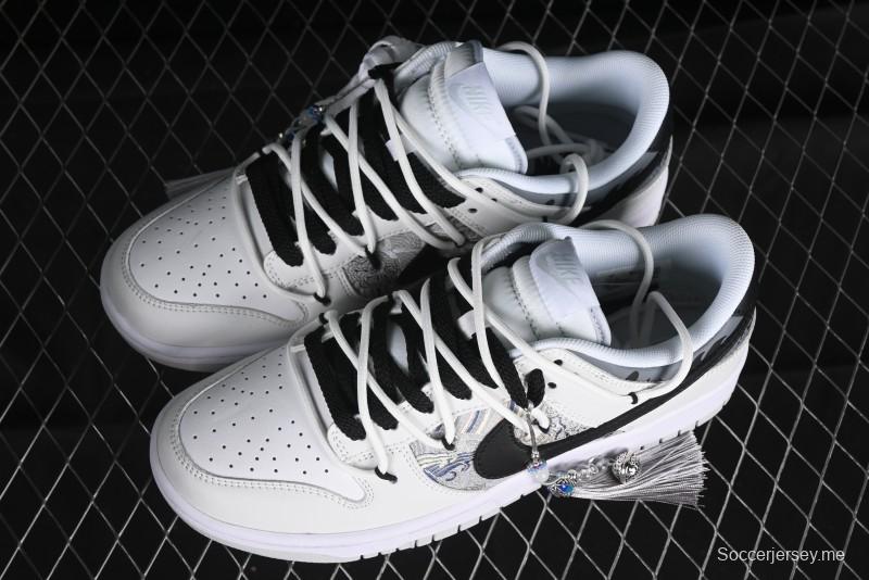 Nike Dunk Low CNY Year of the Dragon Limited Edition SB Lace-Up Casual Sneakers with Silver-White Design - DV0831-101