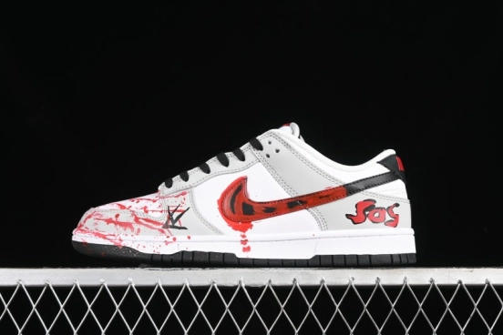 Nike SB Dunk Low Casual Skate Shoes - Anniversary Custom Edition in White/Grey/Black - LW1818-103