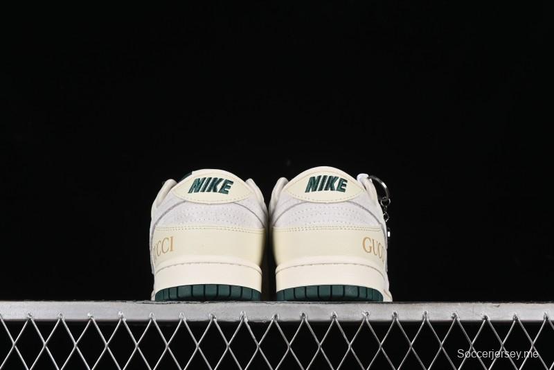 Nike SB Dunk Low Gucci Collaboration - Beige with Yellow Swoosh Anniversary High-End Custom Low-Top Casual Sneakers - DQ1098-390