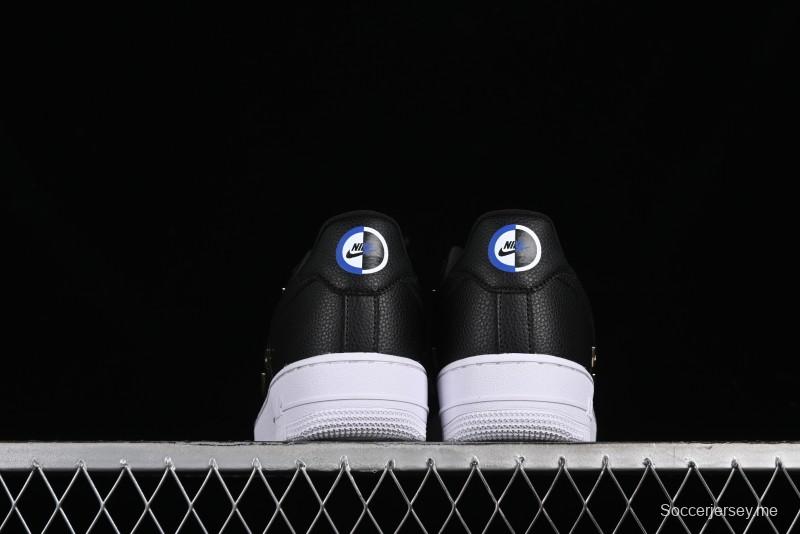 Nike Air Force 1 '07 Low Black Gold Swoosh Casual Sneakers - CT1990-001