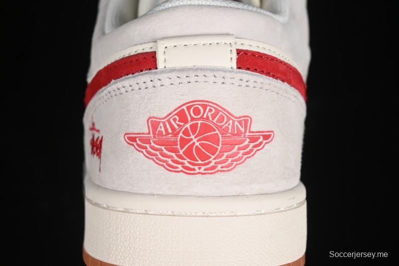 Nike Air Jordan 1 Low Stussy Collaboration - Pink Pig Retro Low-Top Basketball Shoes - SJ9950-023