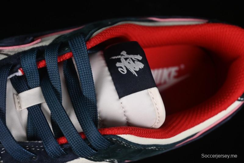 Nike SB Dunk Low Wukong Series - Beige with Navy Swoosh Anniversary Customized Low-Top Casual Skate Shoes - DJ2024-035