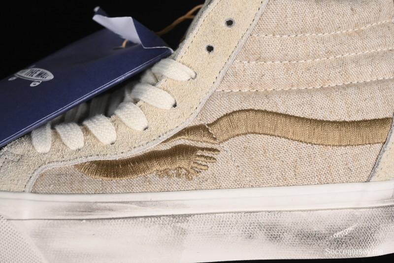 Vans Notre Premium Sk8-Hi High-Top Skate Shoes with Upgraded Suede and Linen Materials - VN000CR0BWQ
