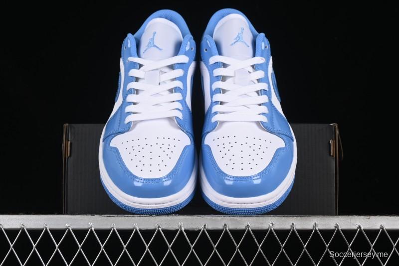 Nike Air Jordan 1 Low AJ1 Patent Leather Blue Casual Sneakers - FZ2138-114