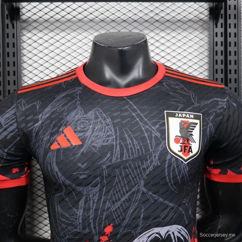 قميص المنتخب الياباني 2025 إصدار اللاعب 2025 أسود بتصميم شخصية أنيمي